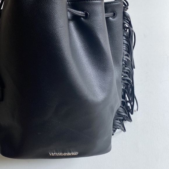 Victoria's Secret Fashion Show Fringe Faux Leather Tassel boho Backpack in Black - Picture 10 of 16